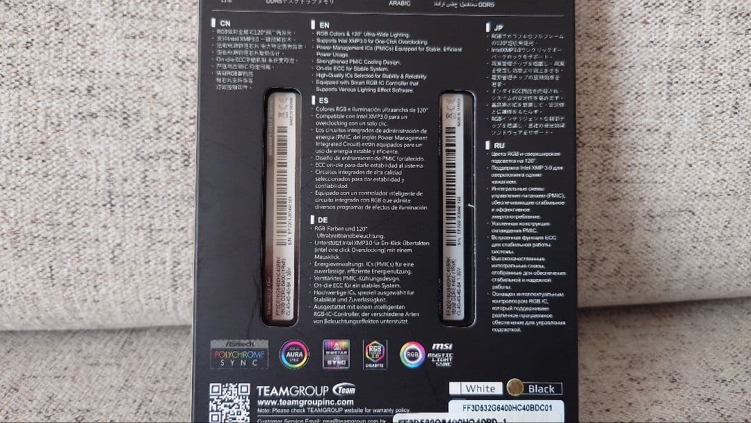 新品 T-FORCE DELTA DDR5 32GB(16×2) 6400MHz