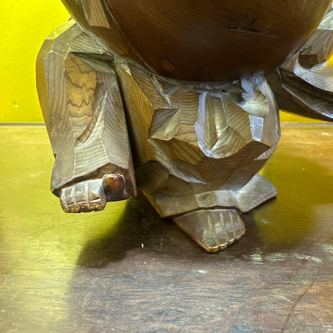 屋久杉，中村一刻作，木製仏像 ，幸運の笑顔，木雕，彫刻，置物，インテリア，一刀彫