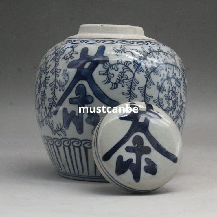 景徳鎮窯青花釉下彩二重喜びが絡まります連茶壺 装飾品 現代工芸品 美術品 置物