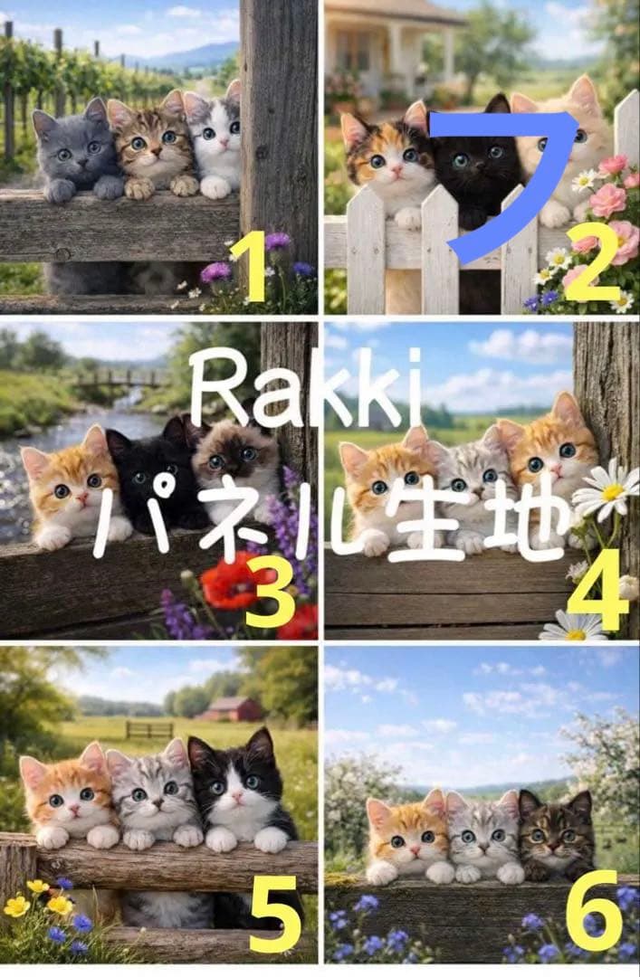 パネル生地　　猫ちゃん 見本 4