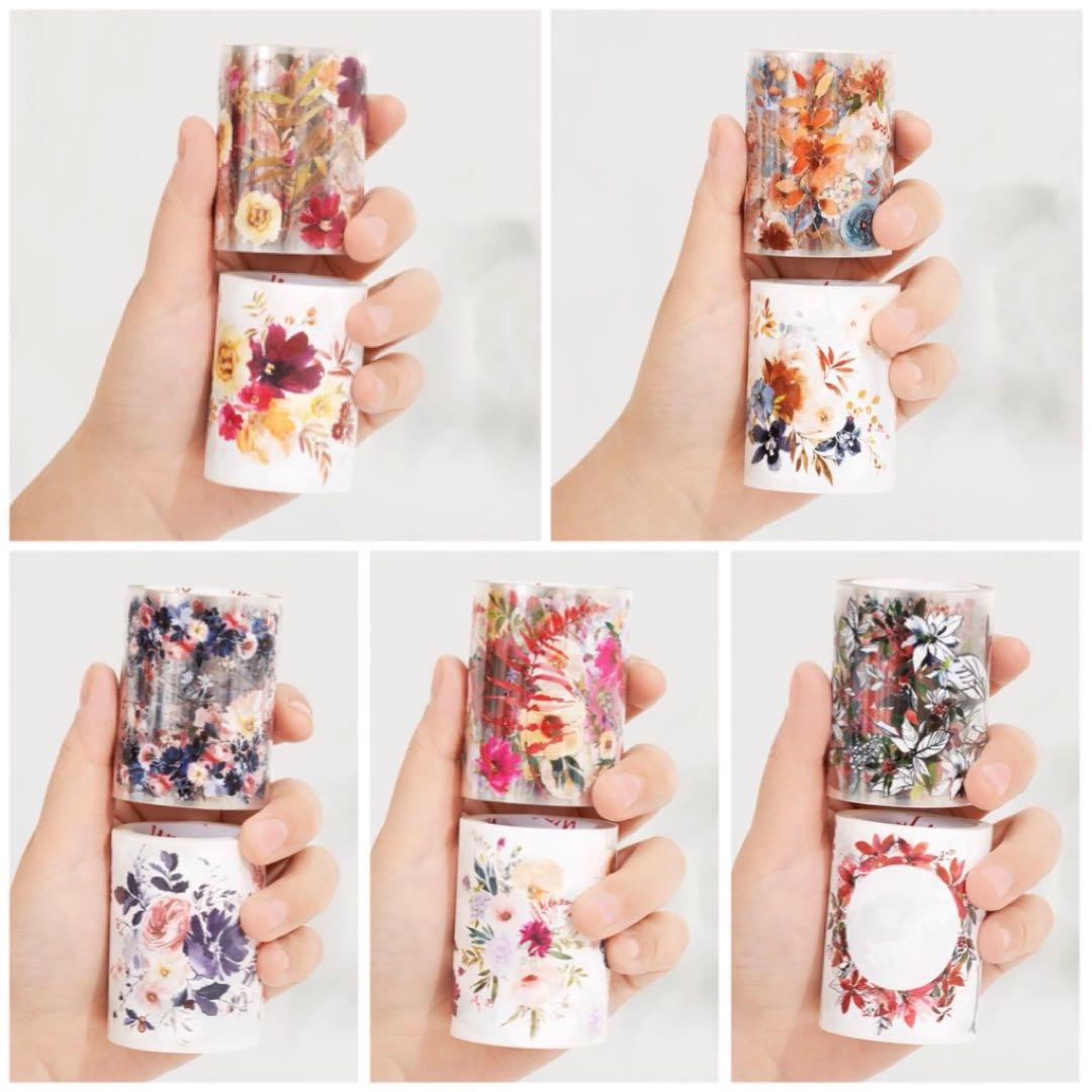 カナダWT　花花合集　PETタイプマスキングテープ　マステ　5点セット