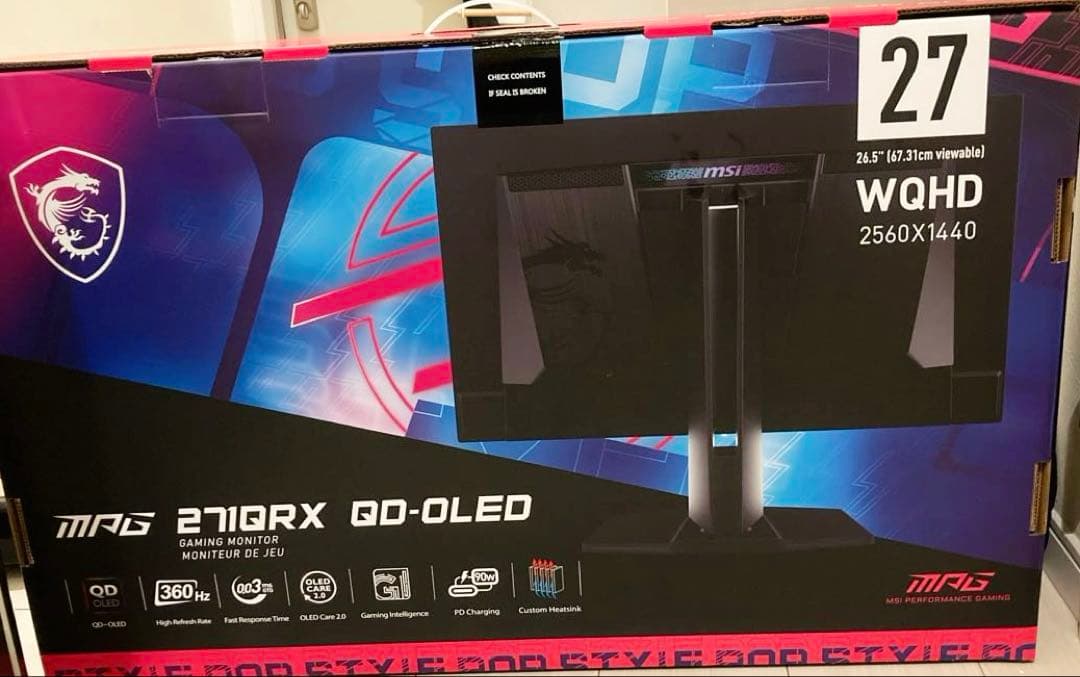 MSi　MPG-271QRX-QD-OLED量子ドット有機ELゲーミングモニター