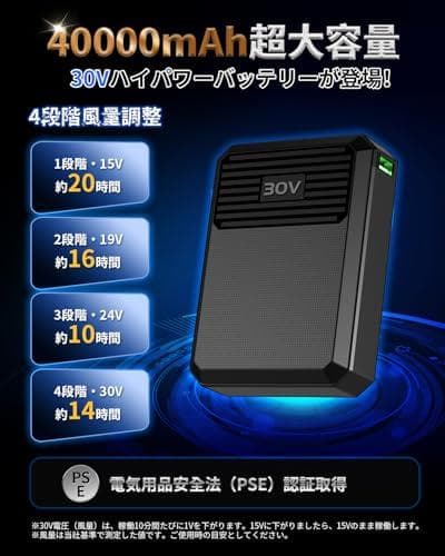 [AGGOZ] 空調作業服 バッテリーセット【2025最強爆風 30V超高出力A