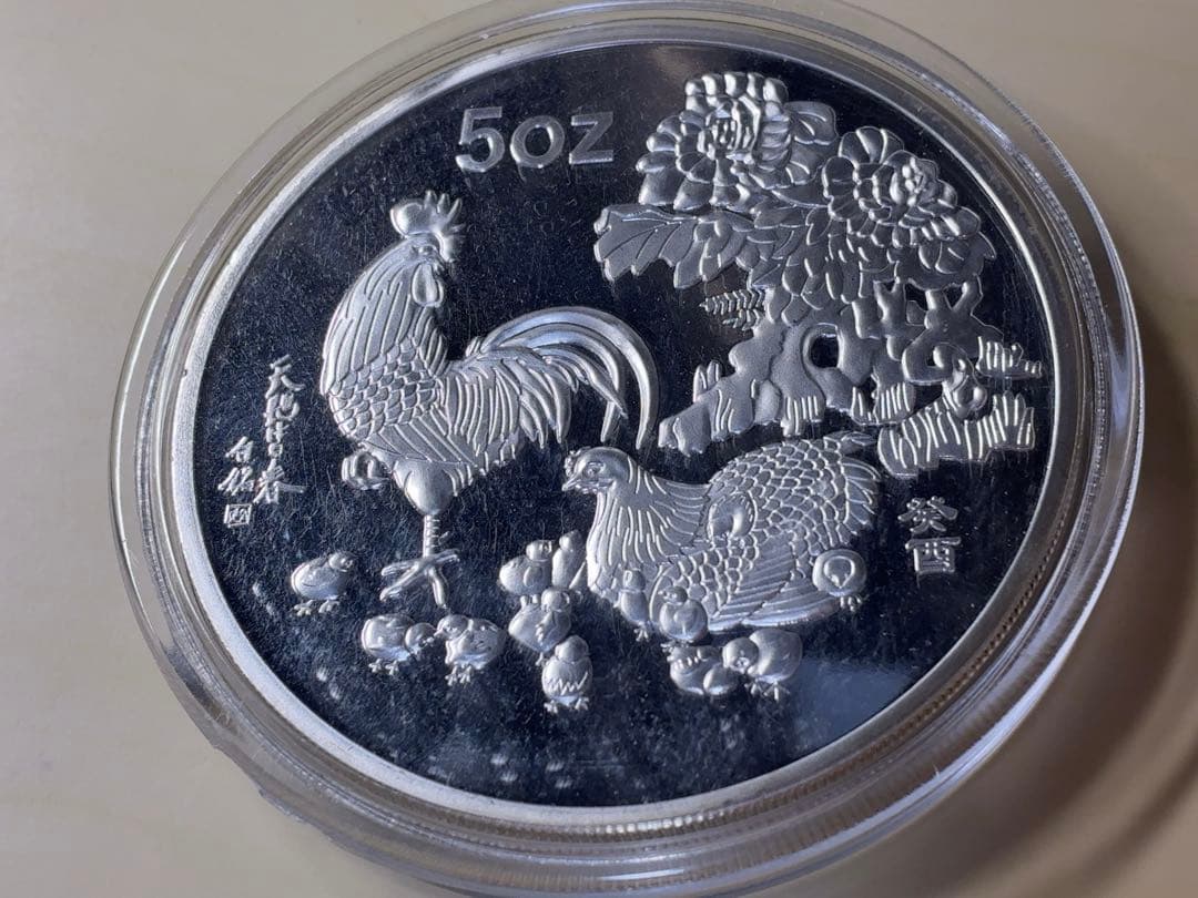 5oz シルバーメダル　牡丹　　メダル　銀　シルバー　プルーフ仕上げ