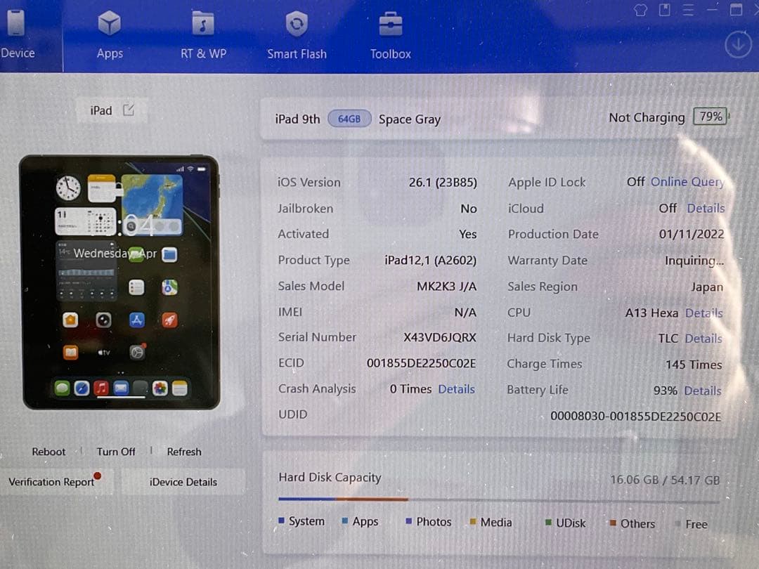 Apple iPad 64GB 本体　バッテリー93％