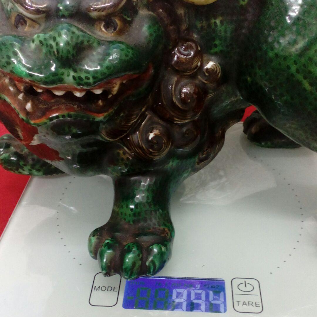 稀少レア珍品江戸時代古陶磁器２６センチ狛犬獅子置物凄まじい迫力満点当時物難有り。