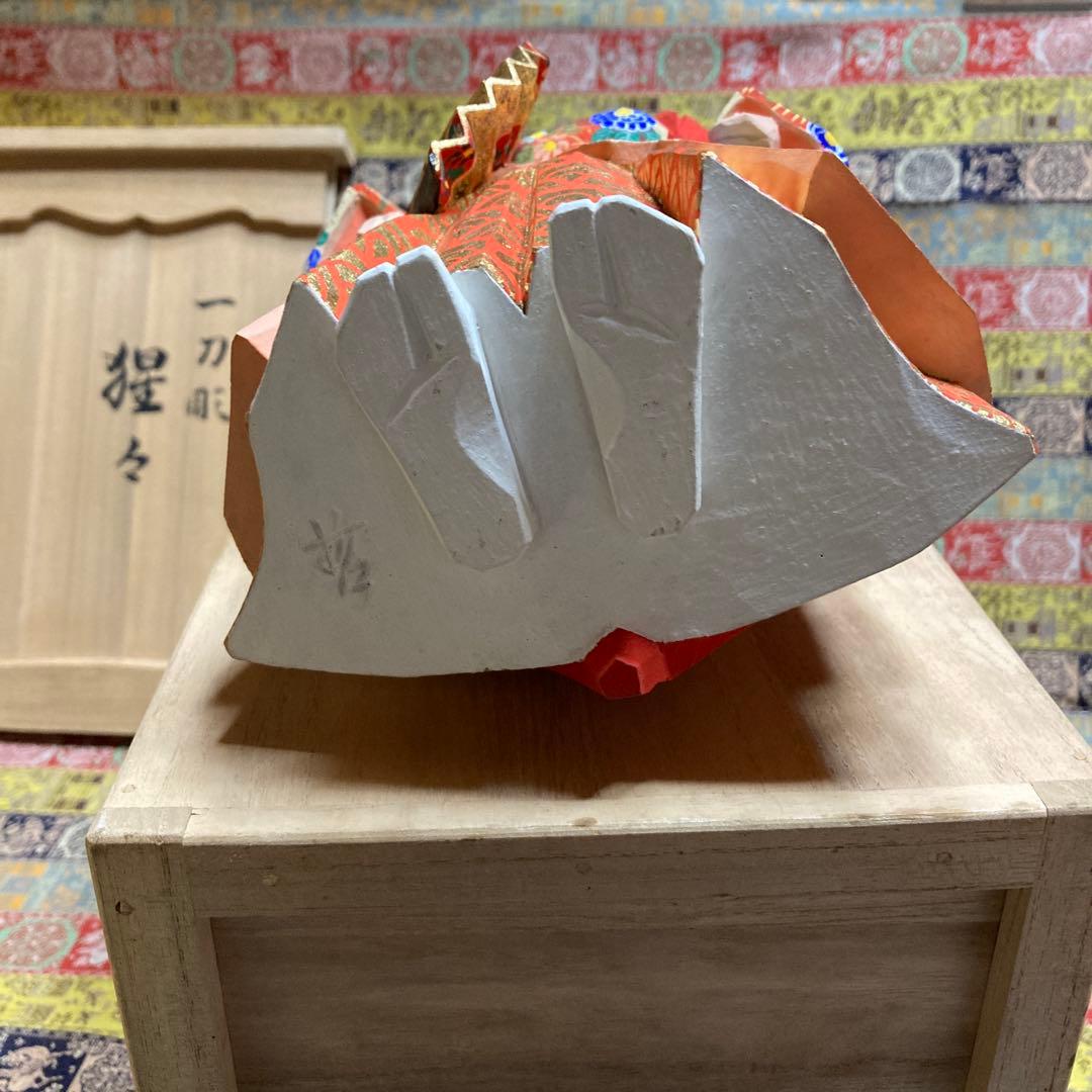 一刀彫 「猩々」 為田哲園　 春日有職　高23.5×幅15×奥行11.5cm