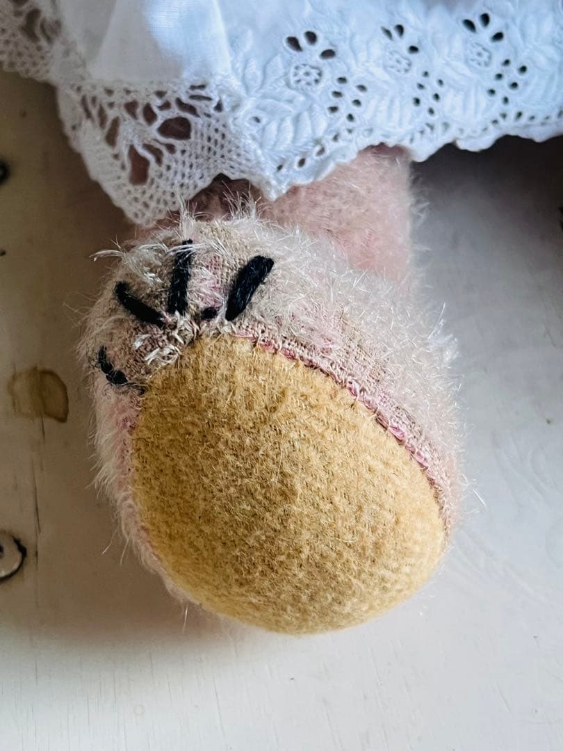 アンティークドイツピンクテディベアぬいぐるみビスクドールドールのお友達に