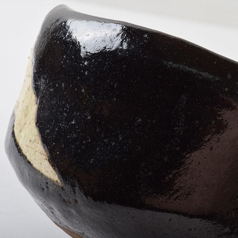 茶道具　川崎和楽造　富士絵　黒楽茶碗　共箱　C　R9606