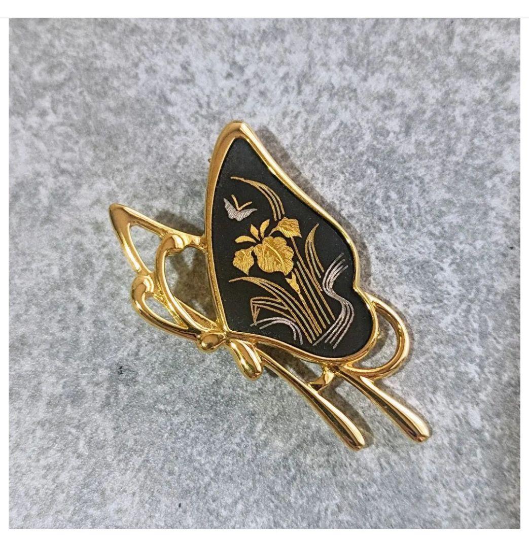 一級品 京都 伝統工芸 象嵌 ブローチ ☘純金装飾☘