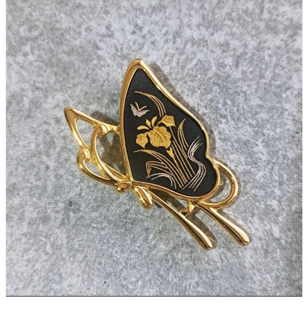 一級品 京都 伝統工芸 象嵌 ブローチ ☘純金装飾☘
