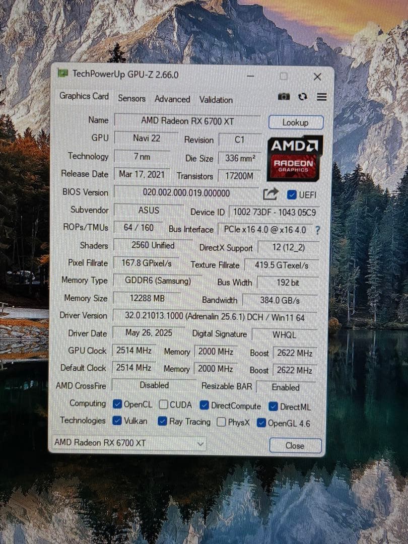 ASUS Radeon RX 6700 XT 動作確認済