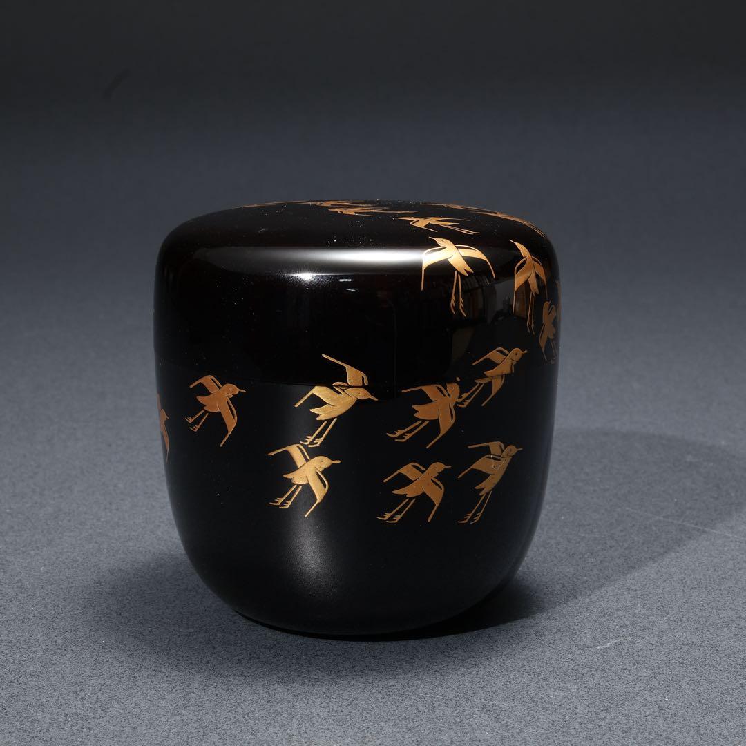 棗　須磨蒔絵　中村孝也　金蒔絵　共箱　共布　R1687P2
