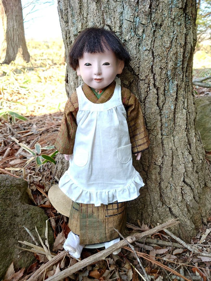 修復済み　市松人形　明治期　名工竹内益次郎　男の子　約42cm