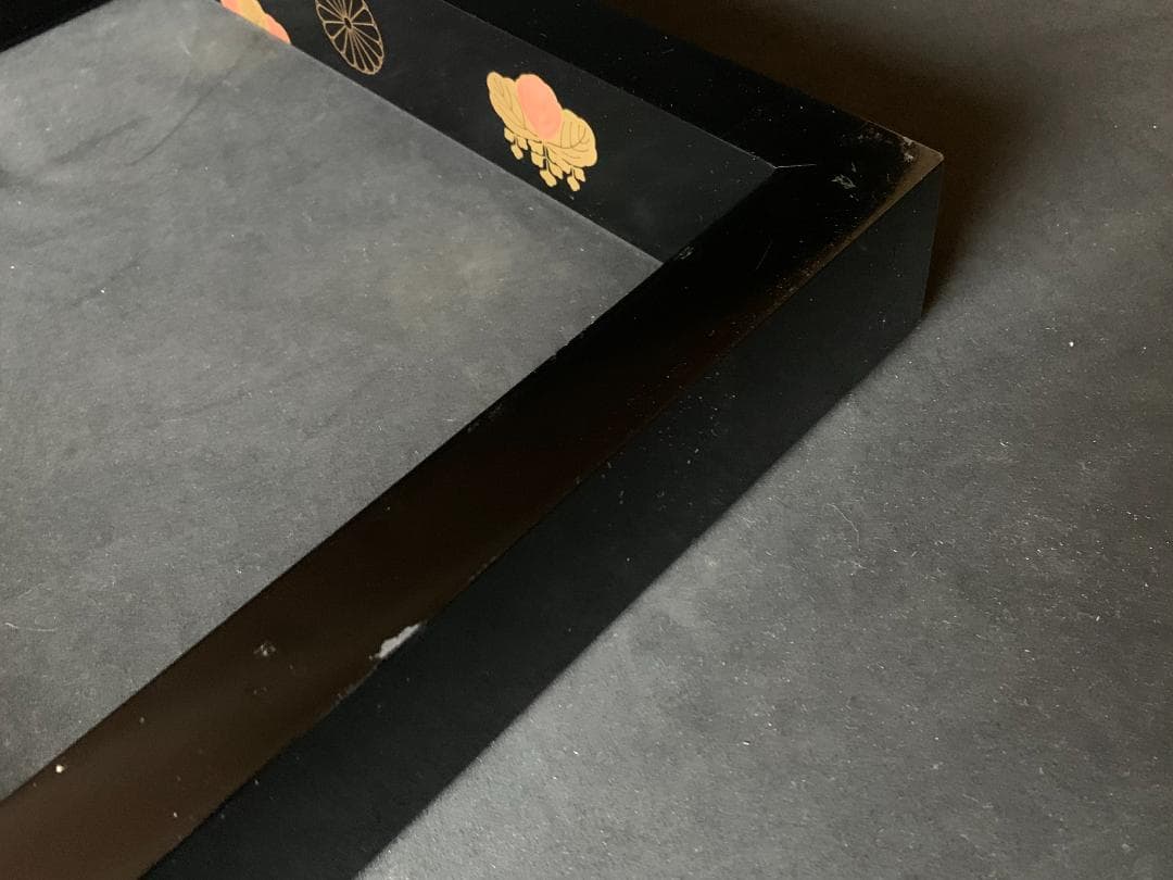 輪島塗 米本匠伯作 高台寺蒔絵 木製 黒真塗 炉縁 茶道具 784