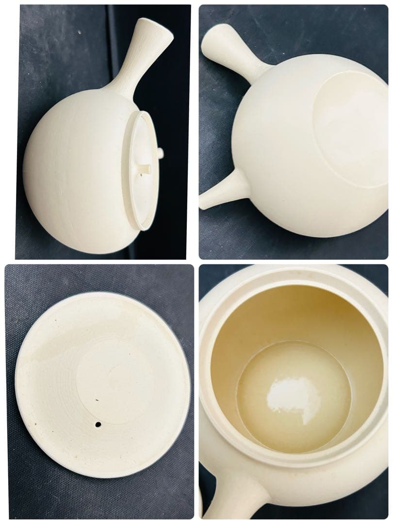 北村和善 作 御室焼 涼爐 一色　急須　白泥 涼炉 煎茶道具 共箱 茶道具