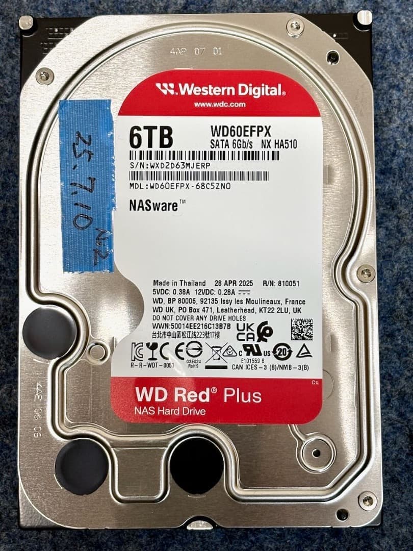6,000時間　WD Red Plus 6TB 25年4月製造　2/2