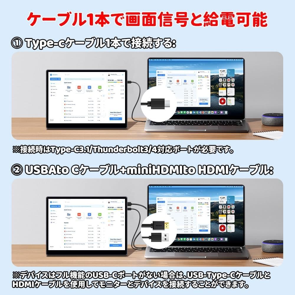 モバイルモニター 12.3インチ 2K HDR 薄型 1280P タッチペン対応