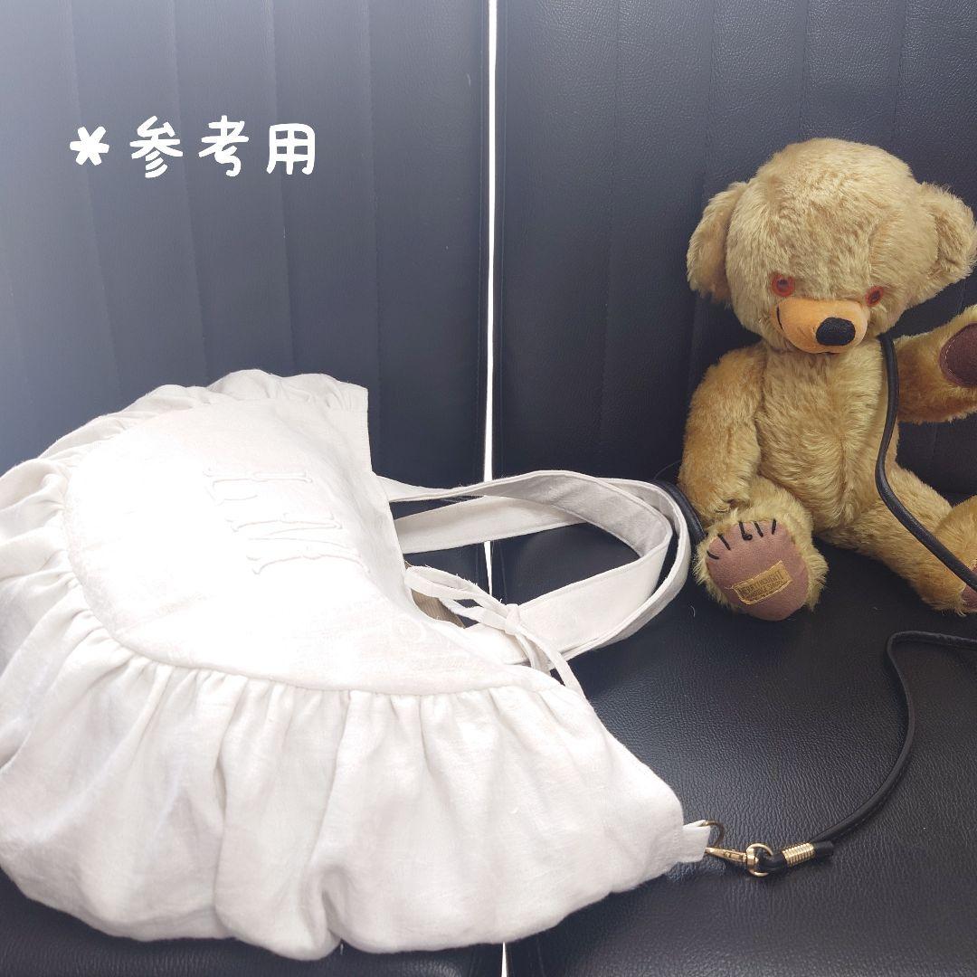 フランスアンティーク トート/ ダマスク織イニシャル刺繍クロスフリルトート