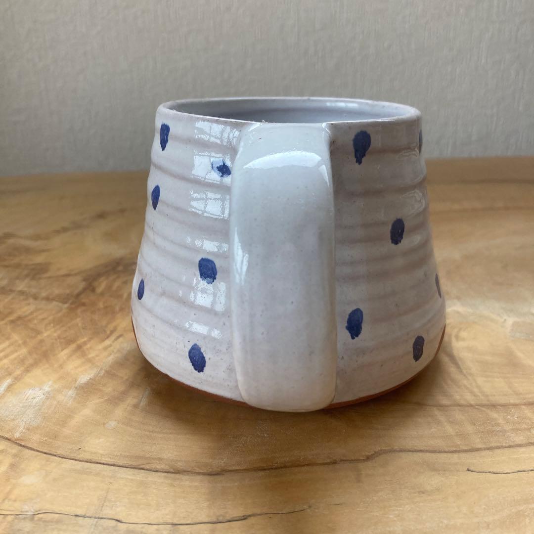 lal mittiポタリー マグカップBコップ 白磁 スリップウェア デルフト