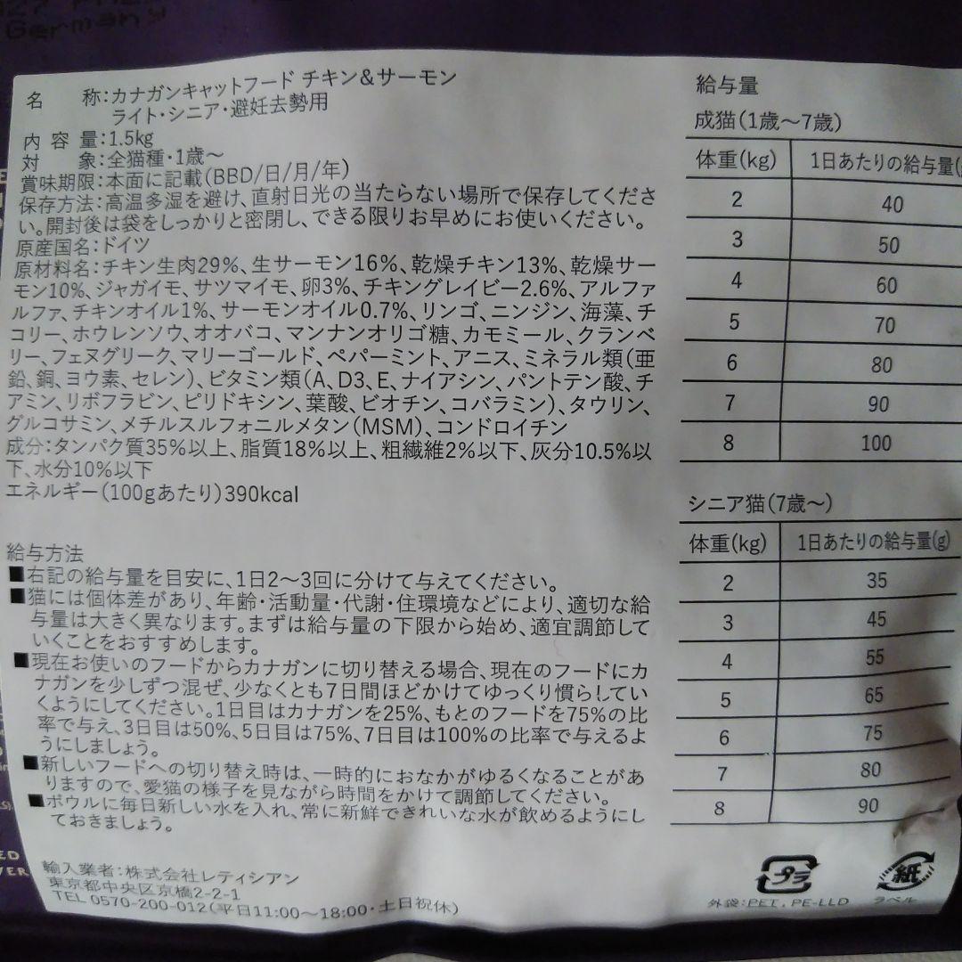 カナガンキャットフード チキン&サーモン ライト・シニア・避妊去勢用