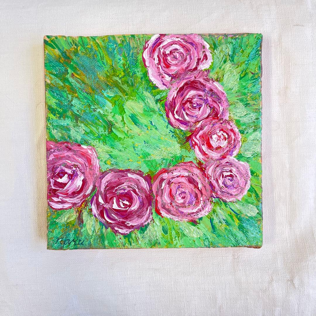 【原画】Radiant Rose Garland 〜 アクリル画 15cm角