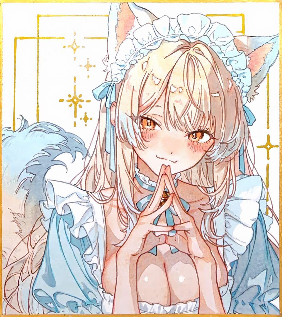 ゆ*】様 【一点物】色紙イラスト 直筆 手描き アナログイラスト