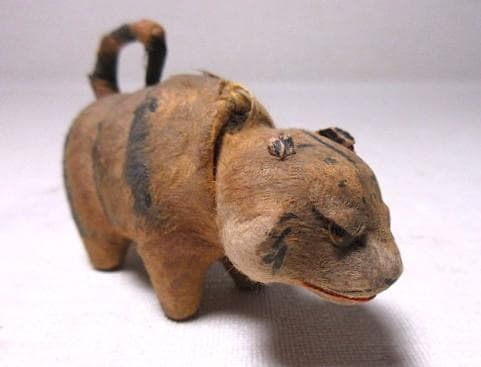 『首振り張子虎』 郷土玩具 奉書人形 硝子目 戦前 アンティーク動物玩具 中古品