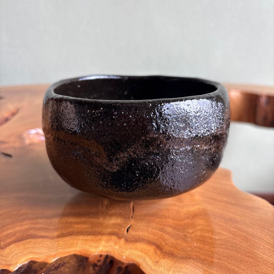 井上方竹 印南窯 黒茶碗 共箱 抹茶碗 茶道具 （169t）