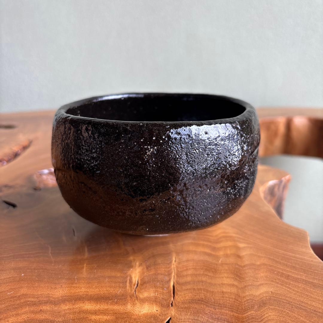 井上方竹 印南窯 黒茶碗 共箱 抹茶碗 茶道具 （169t）