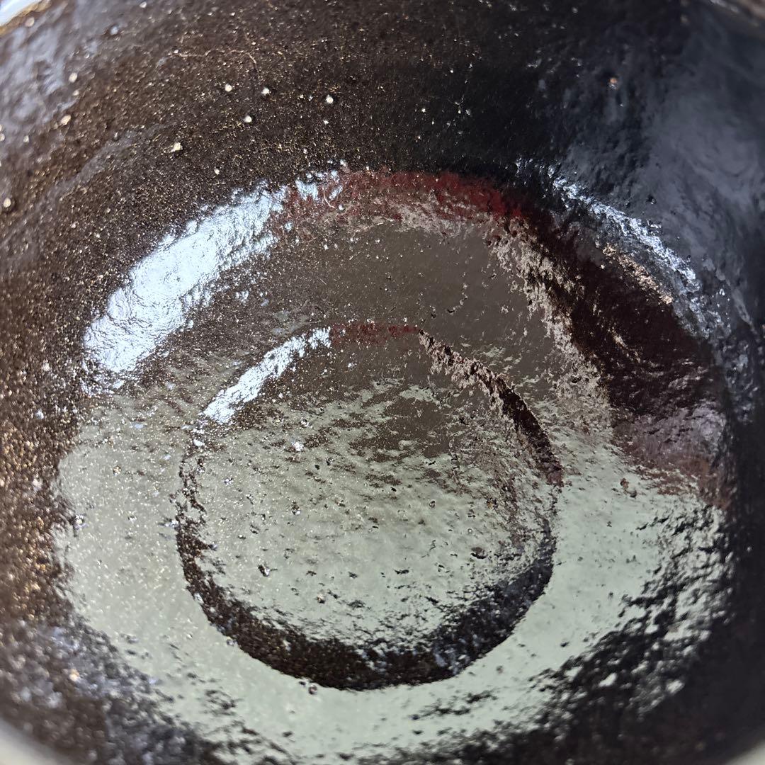 井上方竹 印南窯 黒茶碗 共箱 抹茶碗 茶道具 （169t）