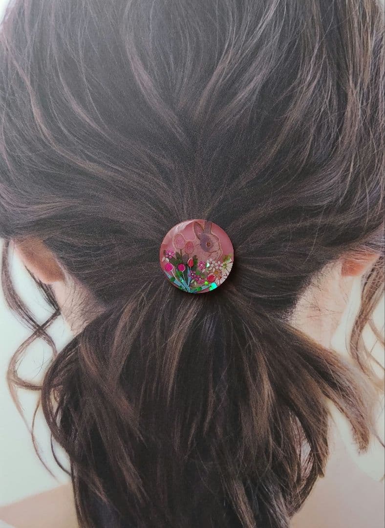春のお花畑 ラウンドレジンヘアゴム