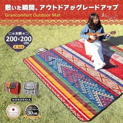 【敷くだけ、ぐんと素敵に】 レジャーシート 厚手 ふかふか 3層構造 民族柄 p