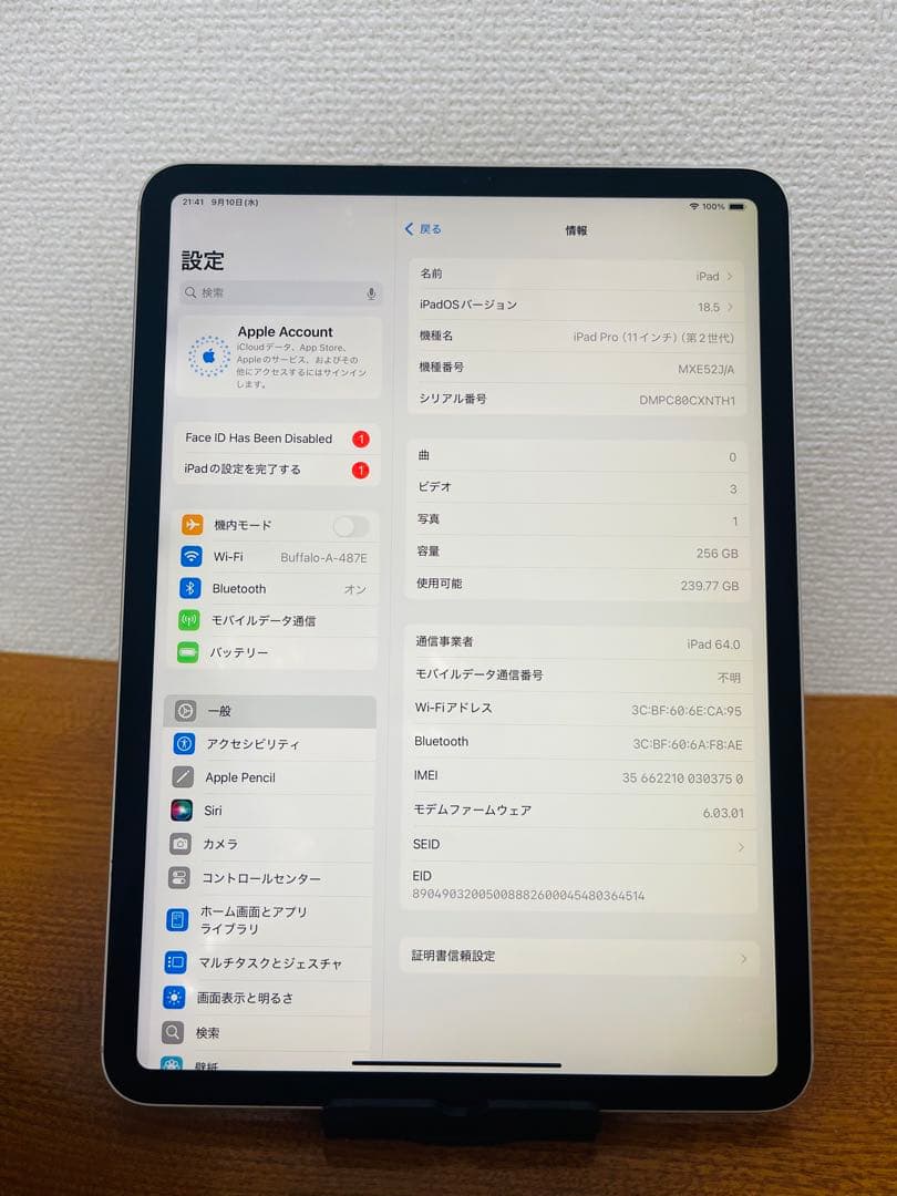 iPad Pro 11インチ (第2世代) 256GB Wi-Fi + セルラー