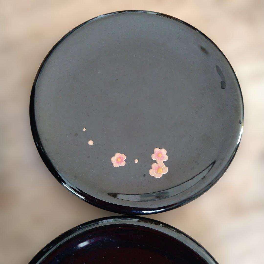 【未使用】琉球漆器 2段重箱或いは菓子器 皿5枚 フォーク5本セット