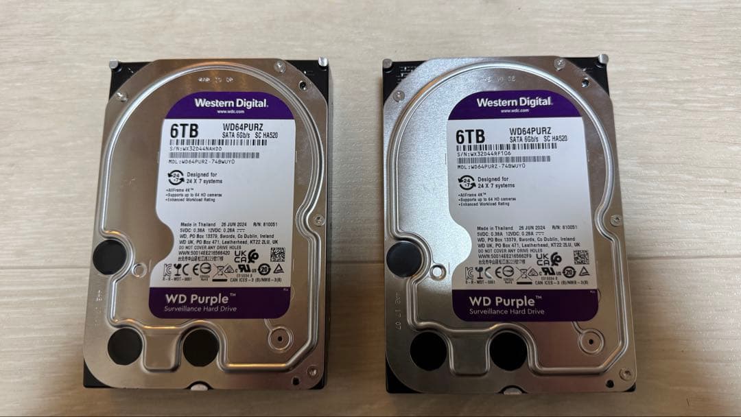 ジャンク　Western Digital 6TB WD Purple 2個セット