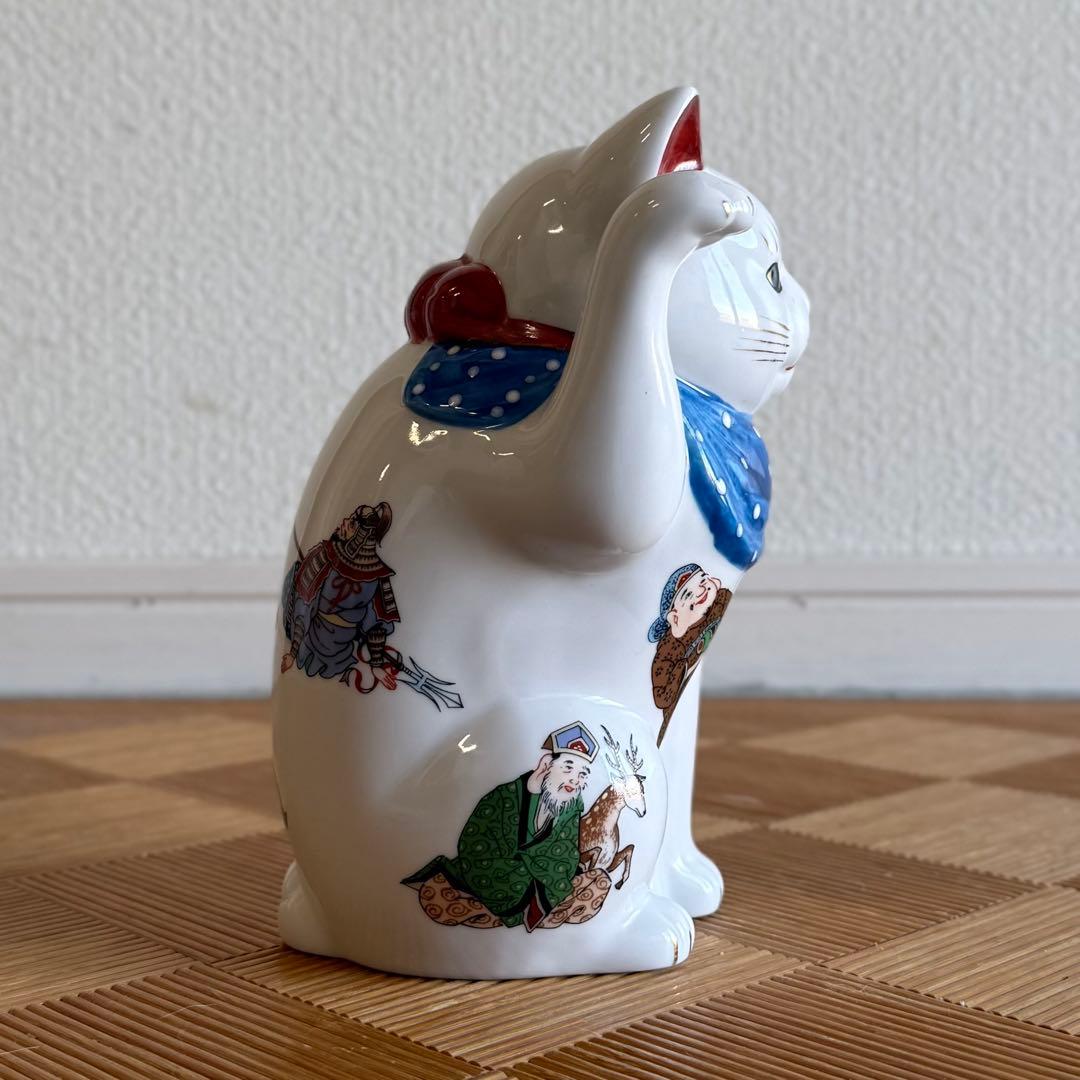 SNT1623 伊万里焼 招き猫 置物 陶器 右手 商売繁盛 縁起物 古伊万里