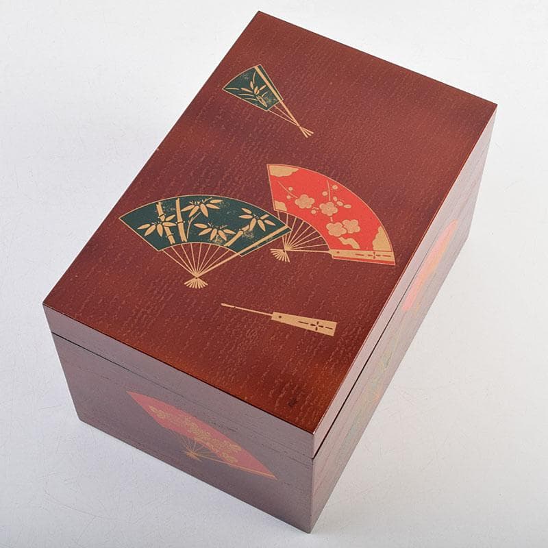 茶道具　扇子蒔絵　利休茶箱　三島刷毛目茶碗　棗など　八点一式　M　R9594