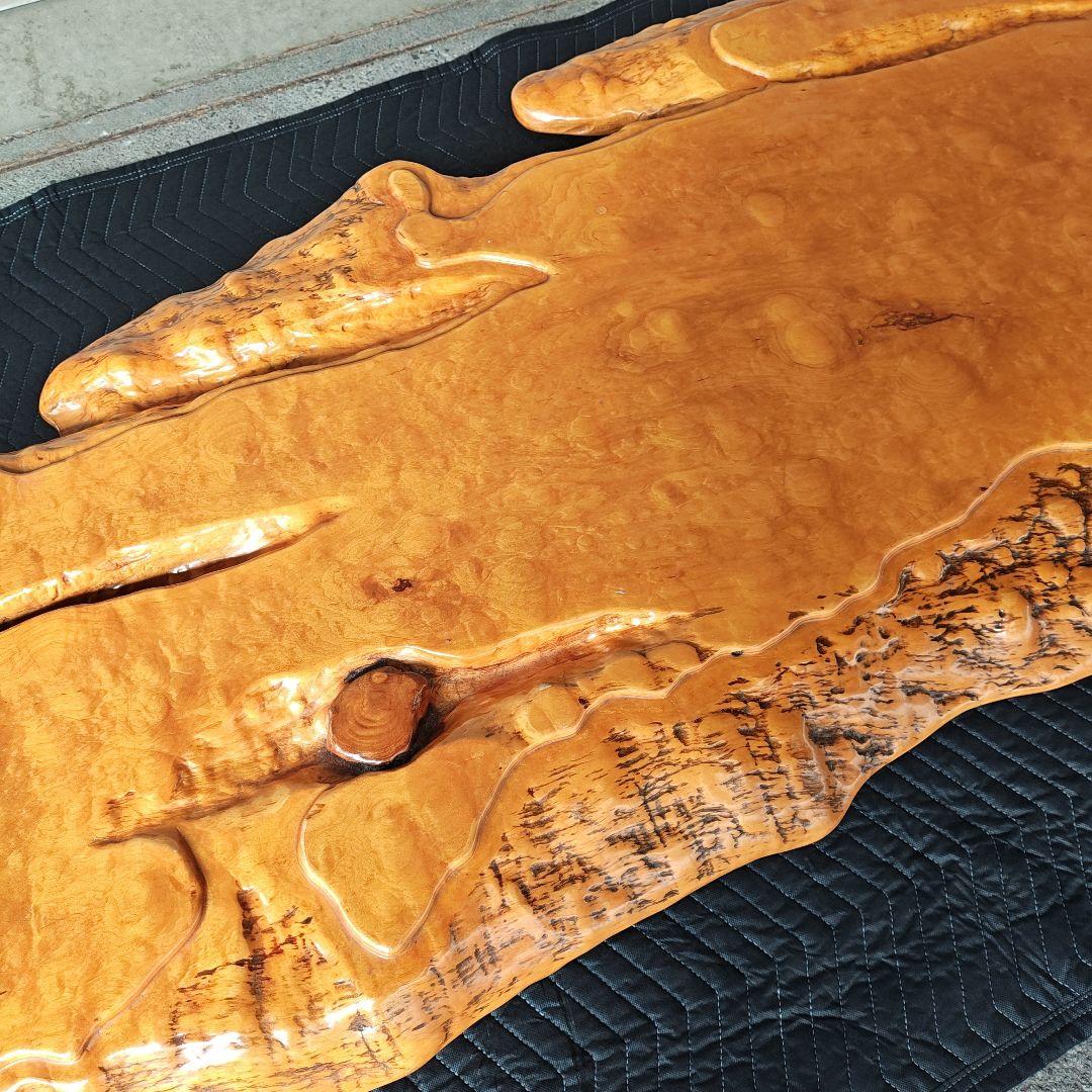 【送料込み】玉杢　一枚板の座卓　美品　全長270cm×横75cm×高さ25cm