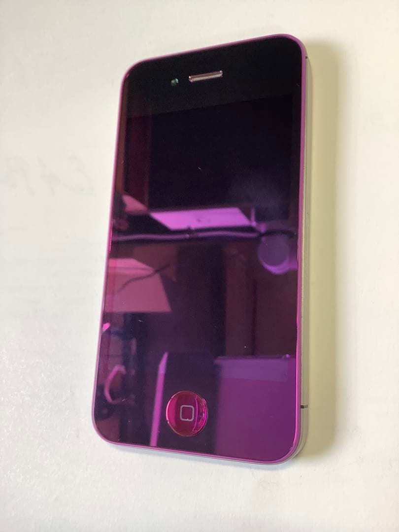 iPhone4S 32GB ミラー紫のカスタムパネル完動品