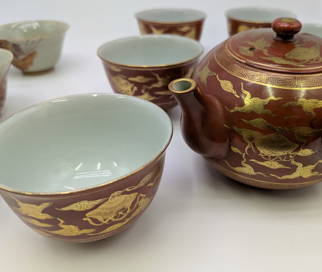 【希少・共箱付】香蘭社 茶器揃 2セット 金彩 赤絵 美品