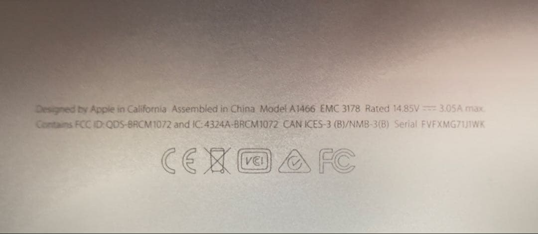 【ジャンク】MacBook Air 13,A1466. Mid 2017