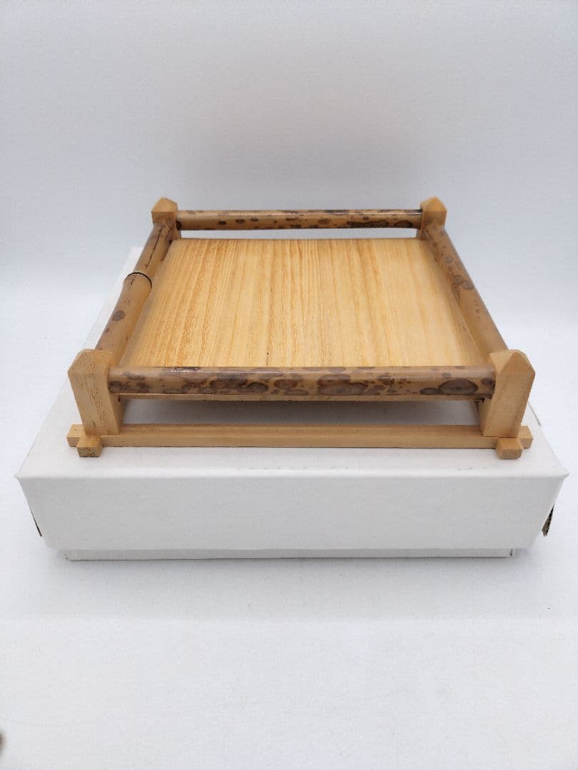 c744 【未使用】干菓子器　欄竹盆 坐忘斎好 紙箱 茶道具 長期保存