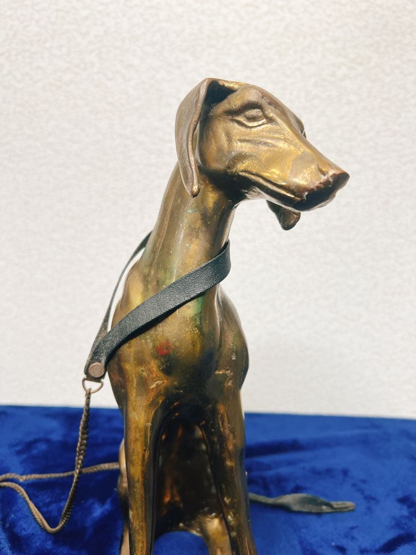 真鍮製 アンティーク グレイハウンド 犬 28cm 置物 コレクション
