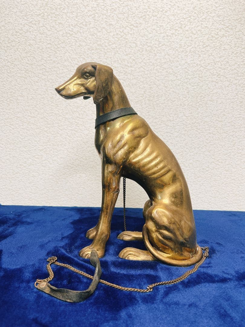 真鍮製 アンティーク グレイハウンド 犬 28cm 置物 コレクション