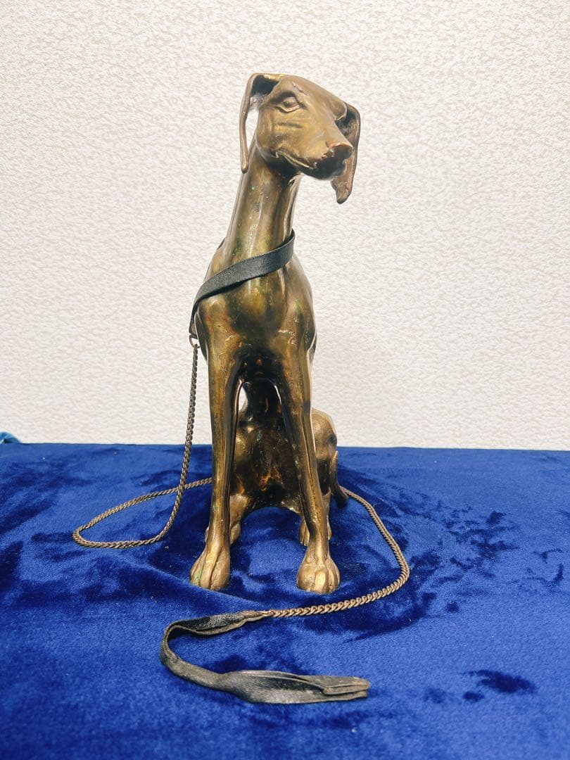 真鍮製 アンティーク グレイハウンド 犬 28cm 置物 コレクション