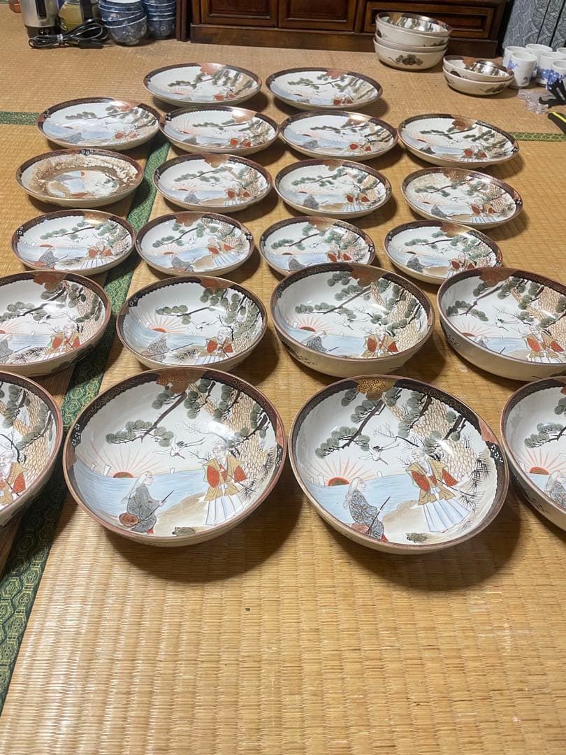 九谷焼　高砂　お皿　22客　色絵　金彩　骨董　蔵出し