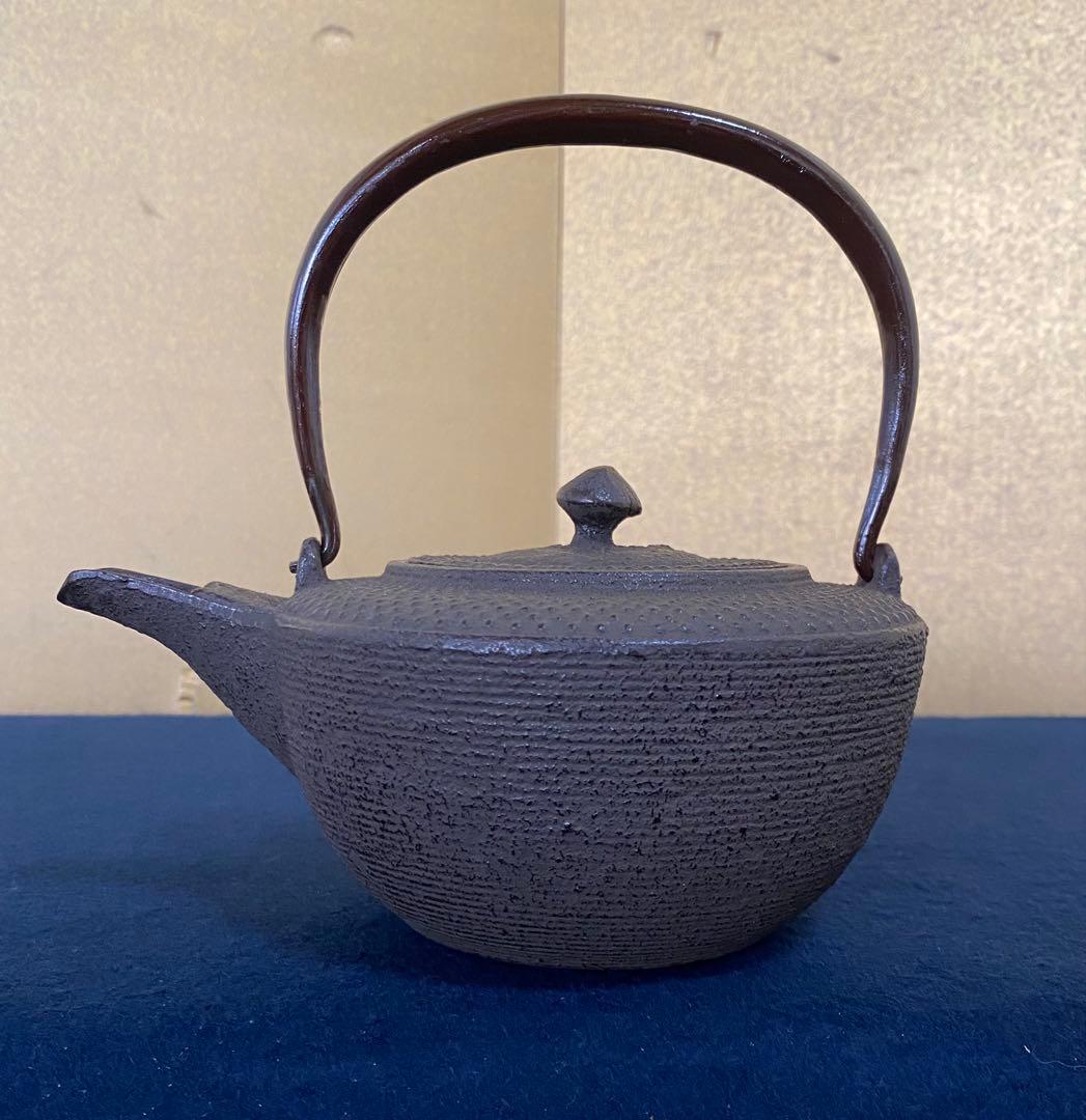 《R》煎茶 霰 鉄瓶 急須 龍敏堂造 替蓋 元箱　　260406B2