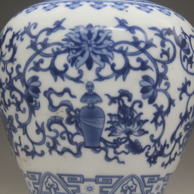 清康熙鯖山水冬瓜瓶 景徳鎮 陶磁器 装飾品 現代工芸品美術品 置物