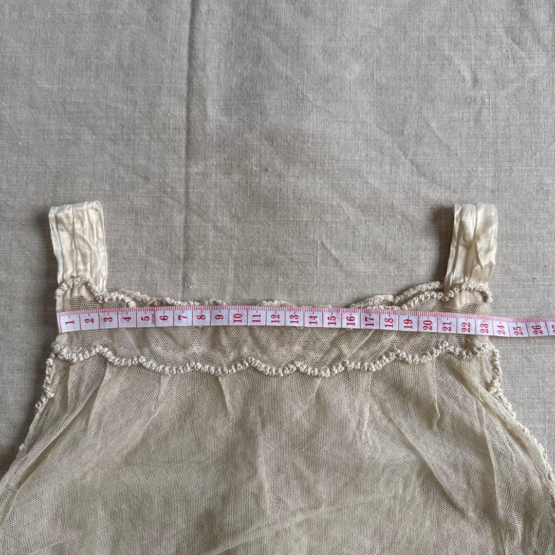 N-70フランスアンティークレース　チュールレース　キャミソール　刺繍